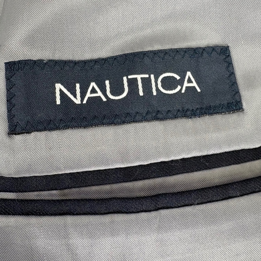 Nautica Men's Pinstripe Navy Blue 100% Wool Blazer Suit Jacket 50L Made in India - Picture 8 of 15